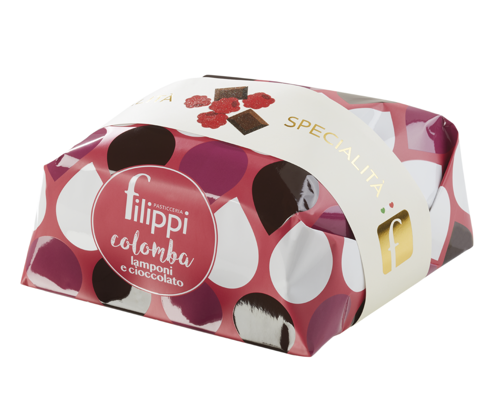 Colomba con lamponi e cioccolato fondente