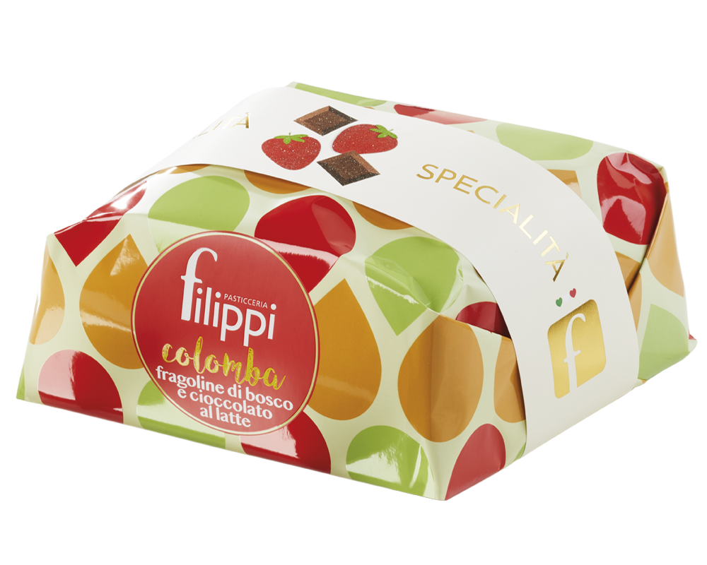 Colomba con fragoline di bosco e cioccolato al latte