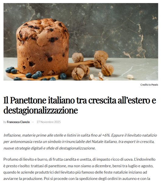 Il Panettone italiano tra crescita all’estero e destagionalizzazione