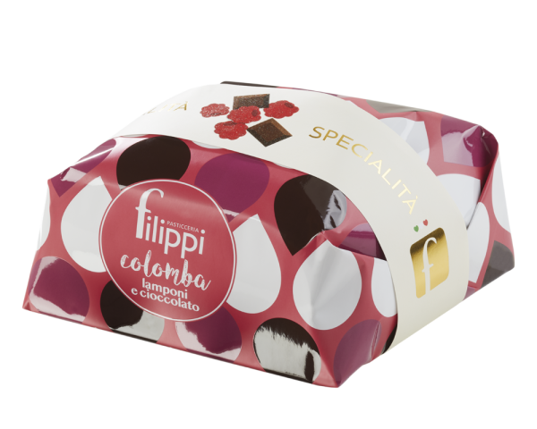 Colomba con lamponi e cioccolato fondente