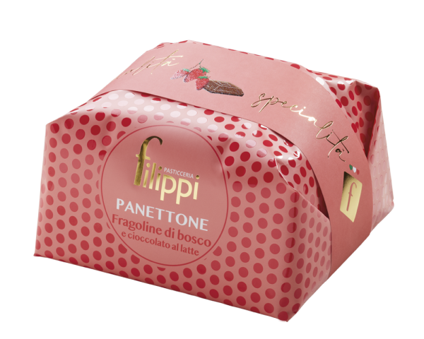 PANETTONE CON FRAGOLINE DI BOSCO E CIOCCOLATO AL LATTE GR 1000